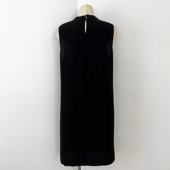 Eileen Fisher Silk Georgette Crepe High Neck Dress Sleeveless in Black L NWT - Picture 6 of 11
